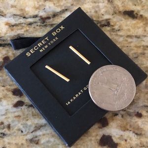Pretty Girl Swag Jewelry Jewelry - 14K Gold Dipped Secret Box New York Bar Earrings Pretty Girl Swag Jewelry Jewelry - 14K Gold Dipped Secret Box New York Bar Earrings